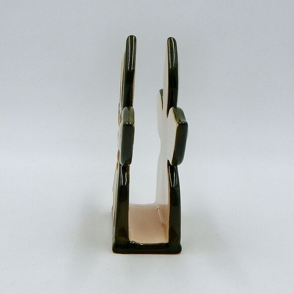 Temp-Tations by Tara Old World Green Napkin Holder Ceramic Flower 5 Inch - Picture 4 of 6